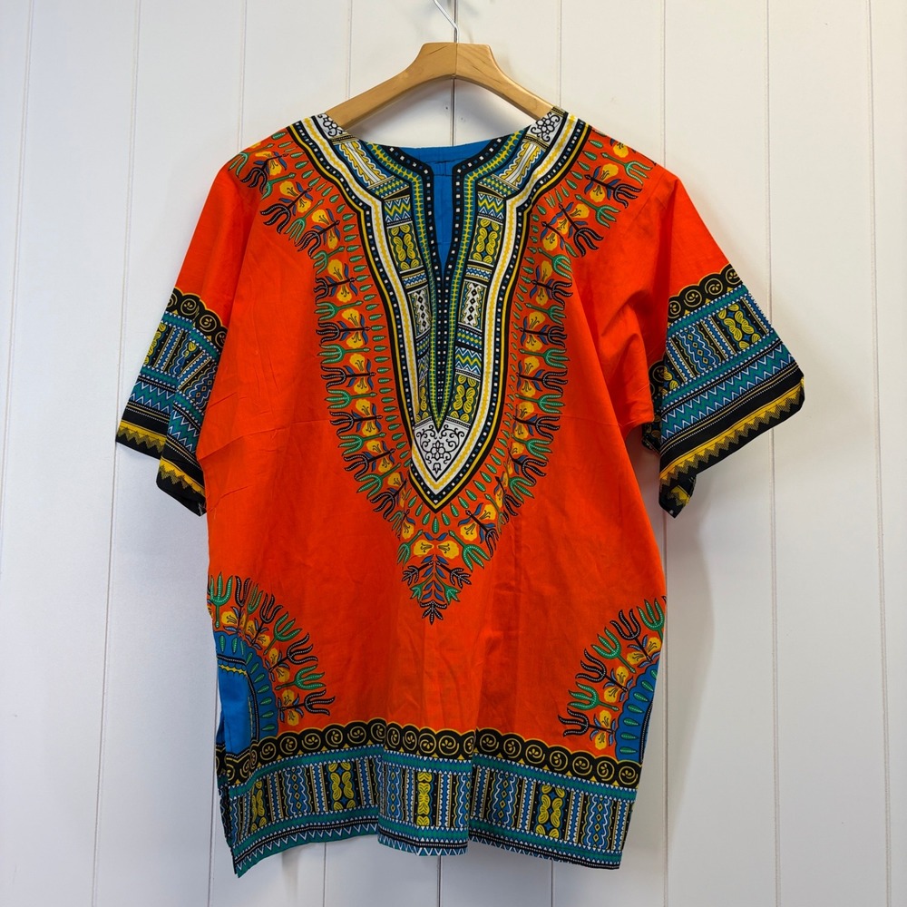 Mama & Papa Boho Dashiki Shirt Men Large Cotton Concert Festival Hippie Summer